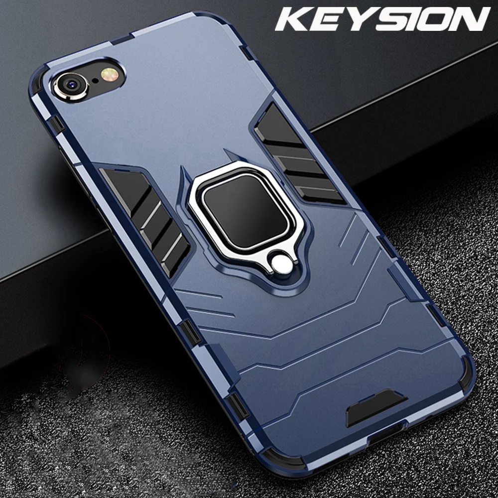 

KEYSION Shockproof Armor Case For iPhone SE 2020 SE 2 Ring Phone Back Cover for Apple iPhone 12 11 Pro Max XS XR X 8 7 6 Plus 5S