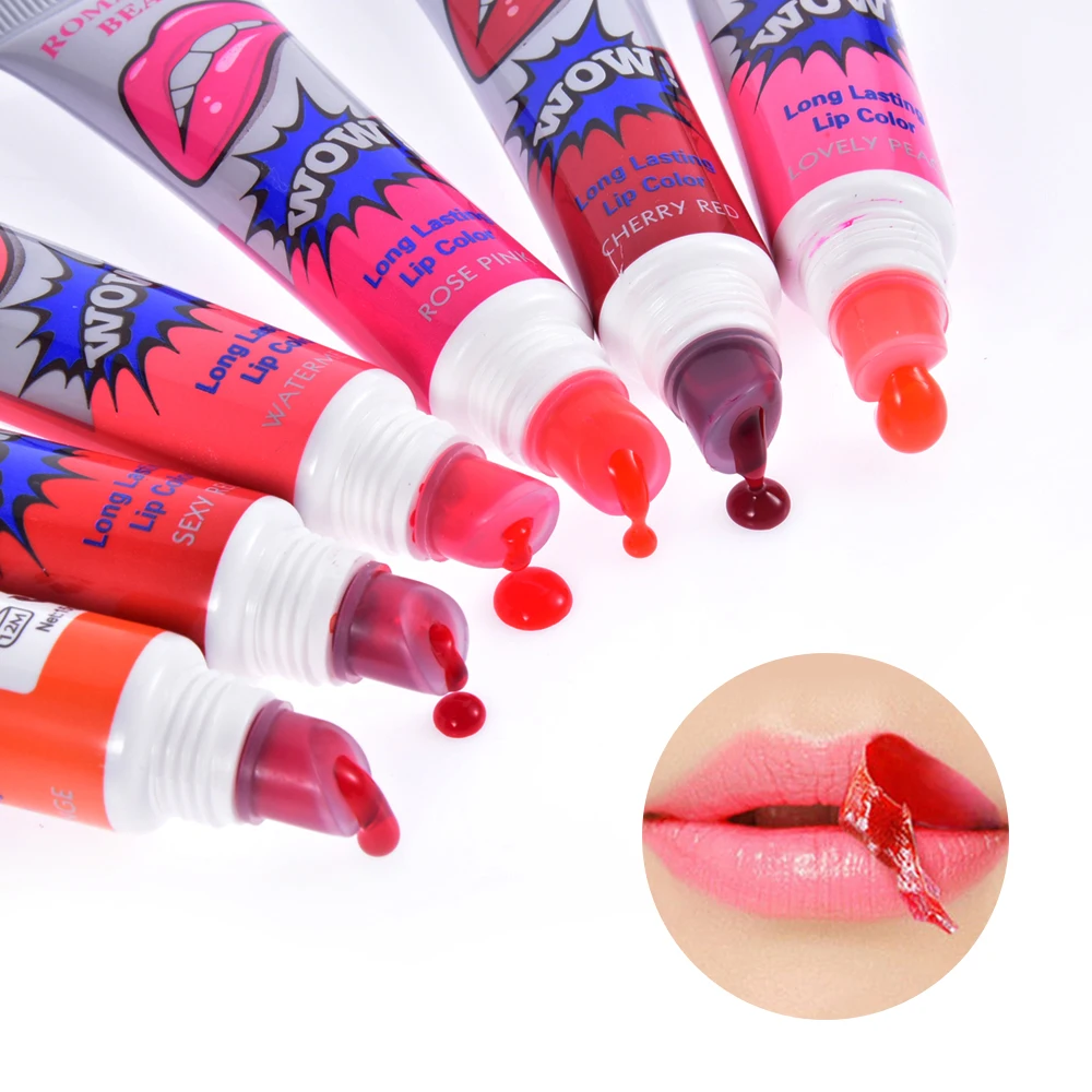 

Tear Pull Liquid Lipstick Longlasting Red Lip Gloss Mask Base Waterproof Moisturizer Makeup Peel Off Lipgloss Cosmetics 6 Colors