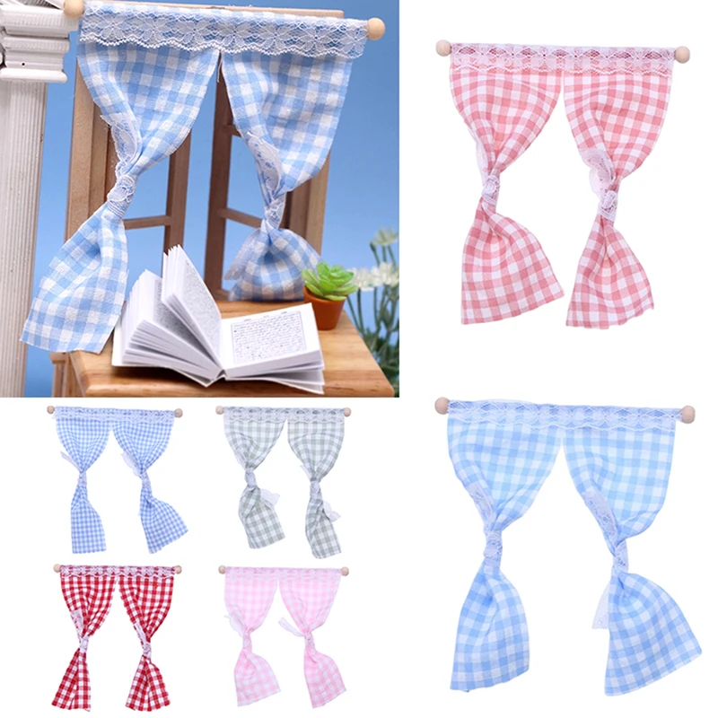 

1Pc 1:12 Dollhouse Miniature Lattice Curtain Lace Door Curtain House Furniture Decor Toy Doll House Accessories
