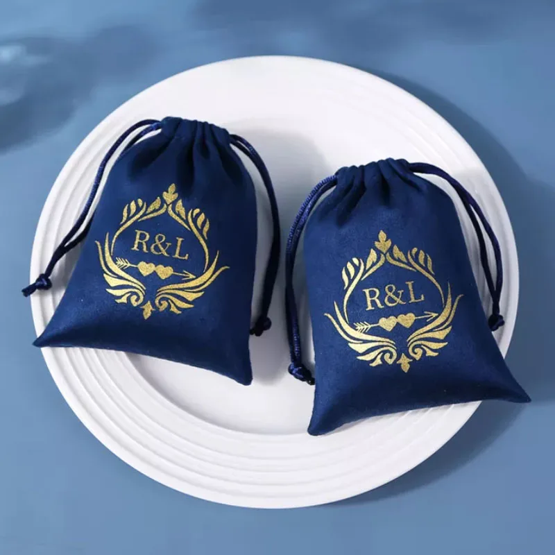 

Custom Logo Flannel Gift Bags 7x9cm 9x12cm 10x15cm 15x20cm Hair Makeup Suede Sack Jewelry Drawstring Pouches