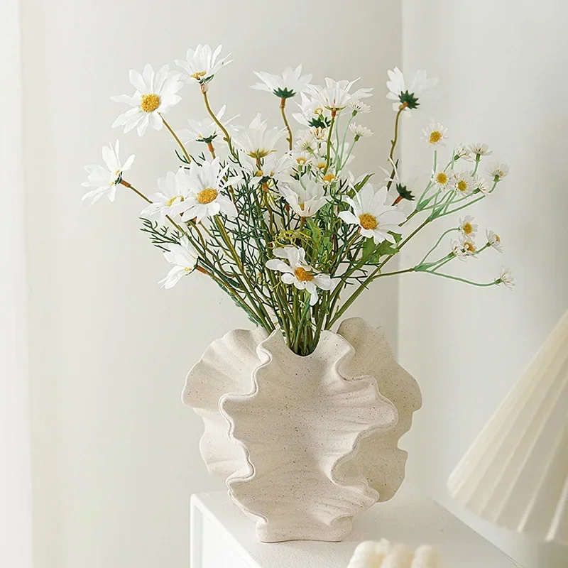 

Centerpieces Decoration Home Decoration Ceramic Coral Vase Nordic Beige Matte Container Flower Pampas Grass Living Room Tabletop