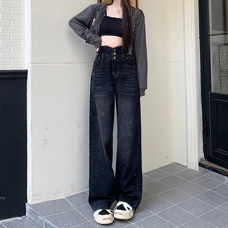

Осень 2022, модная новинка, узкие универсальные Женские джинсы-Слаксы в уличном стиле ретро синего цвета