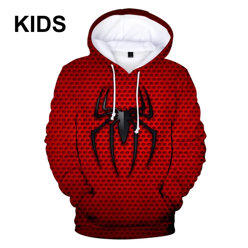 

3-14 years old Kids Hoodies miles morales Sweatshirts 3D Printed Anime Clothes Into the Spider-Verse Men Women Hoodies