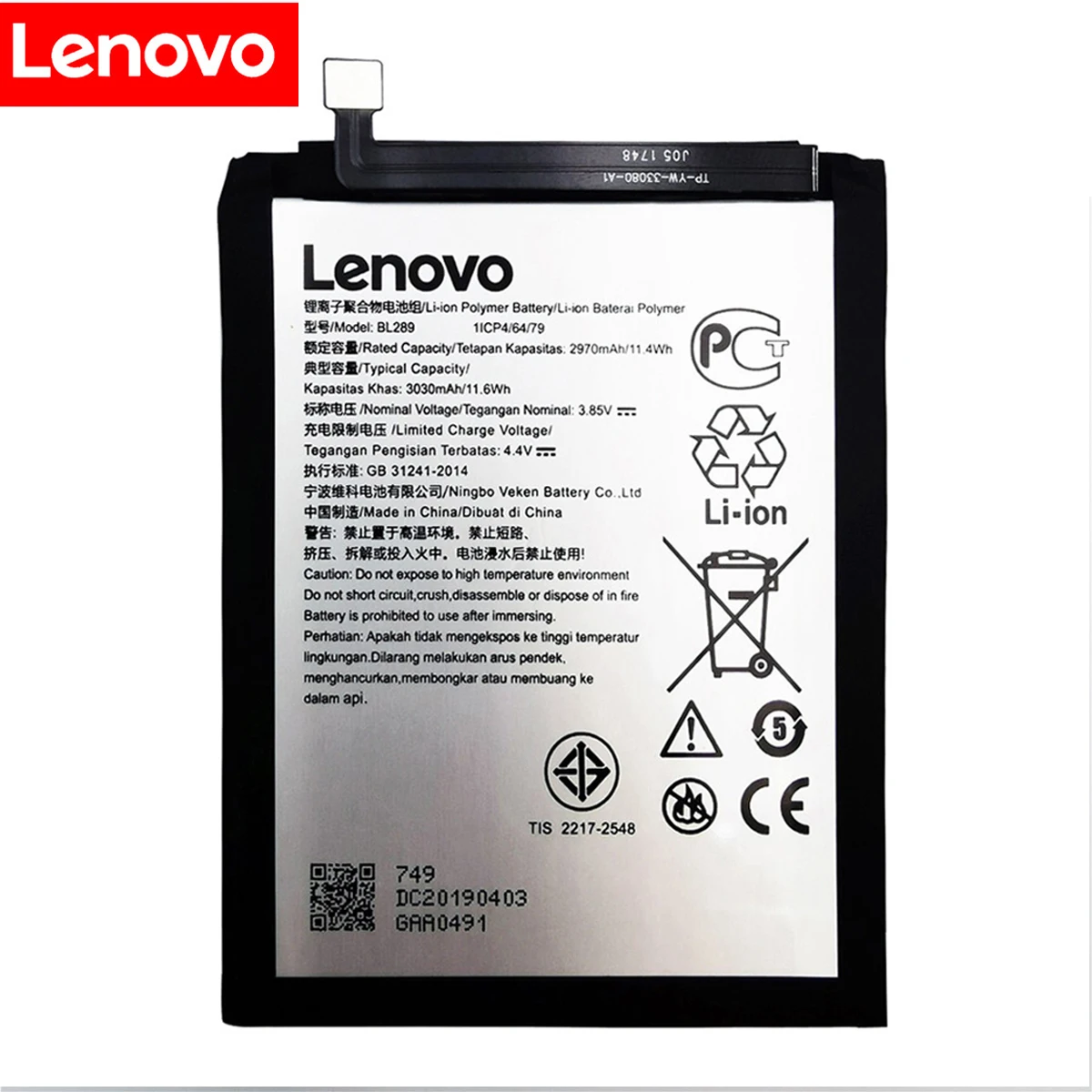 100 original 3030mah bl289 battery for lenovo k5 play l38011 mobile phone replacement batteriestools free free global shipping