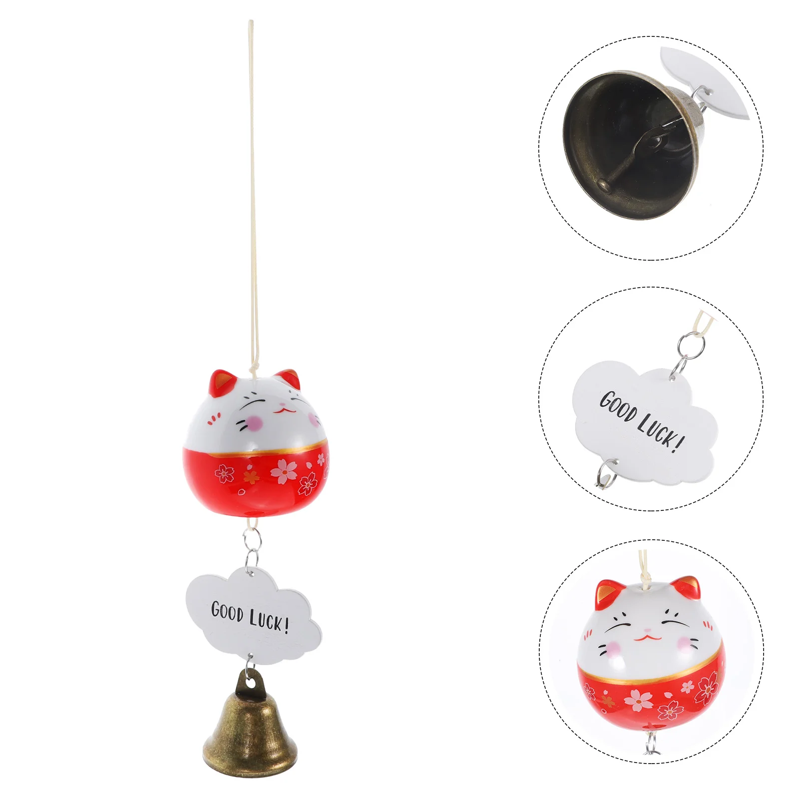 

House Decorations Home Lucky Cat Figurines Home Decor Ceramic Bells Simple Garden Pendants Decorate Wrought Iron Vintage