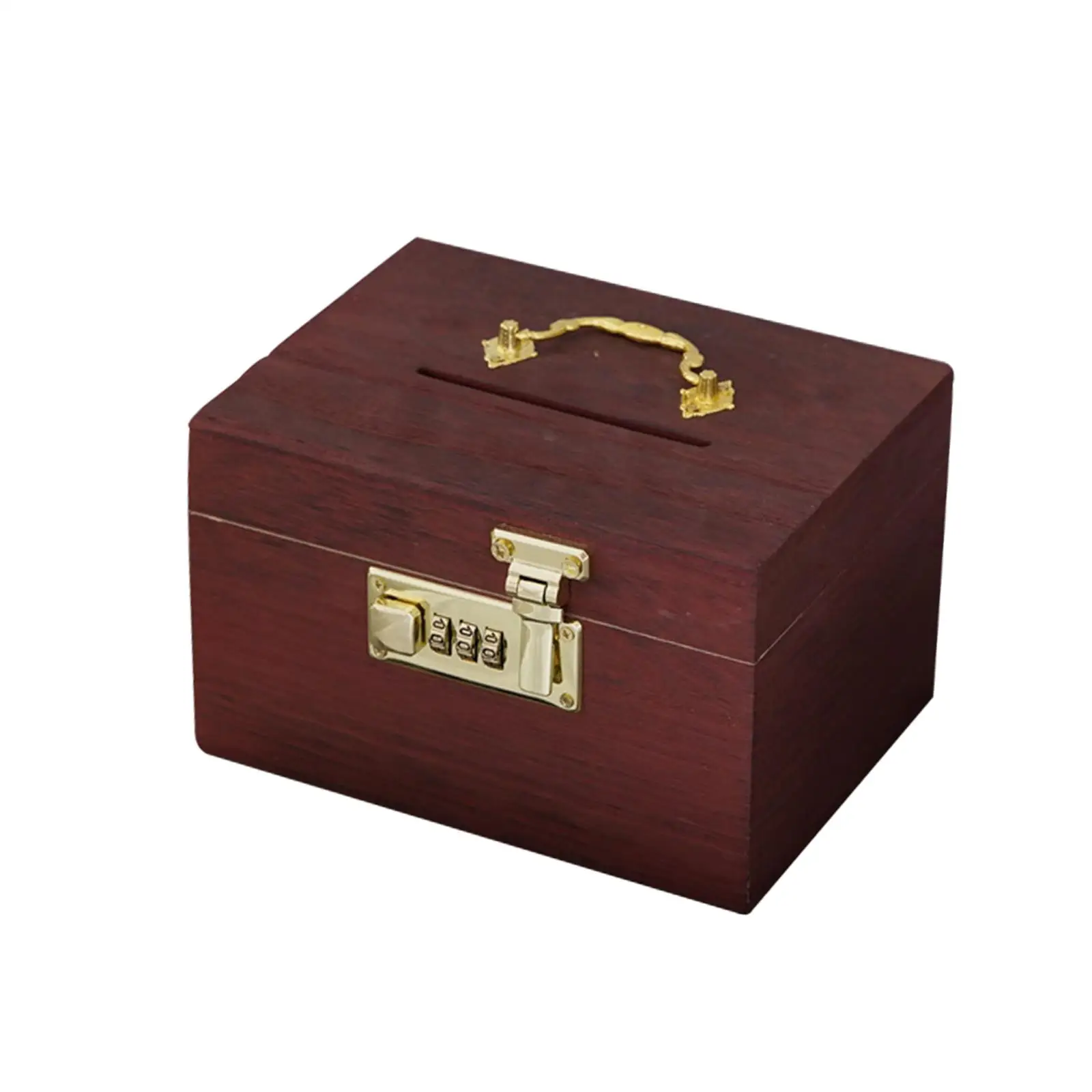 Vintage Style Wooden Box Piggy Bank Organizer Password Lock Collection Treasure Chest Treasure Box for Kids Gifts Souvenir