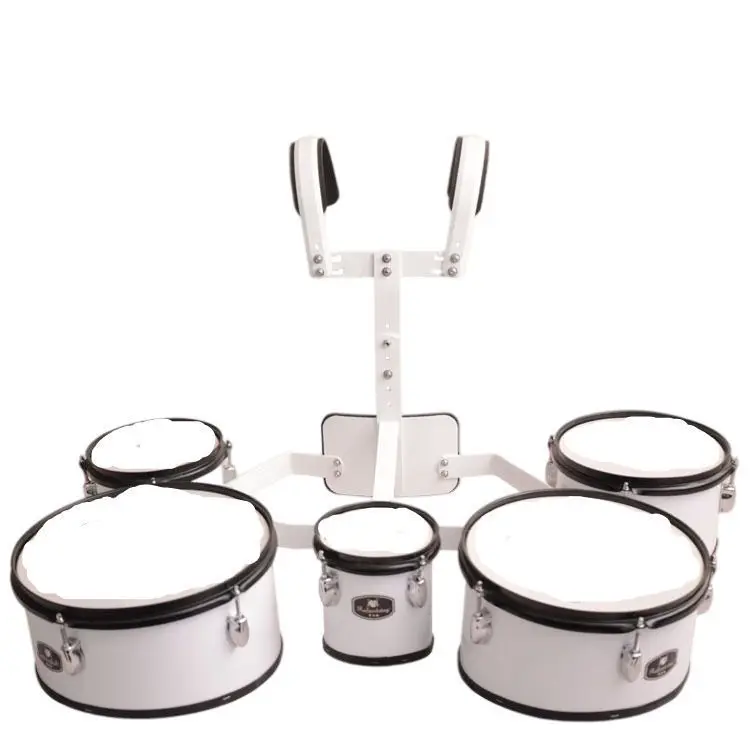 

5pcs White Junior Student Marching Tom Drum Set With Carrier