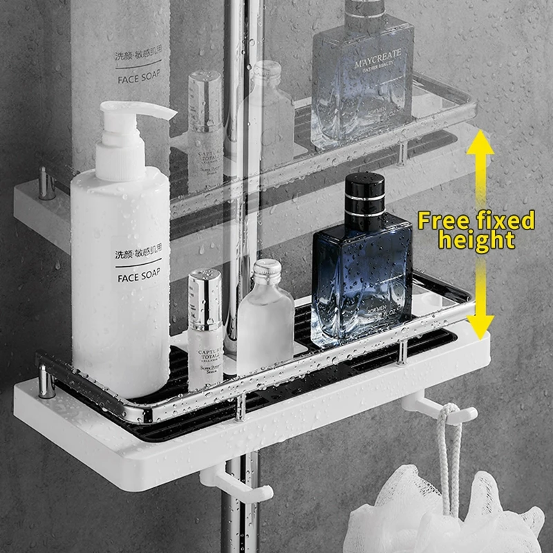 

Bathroom Shower Storage Rack Wall Mount Corner Shelves Organizer No-drill Wall Mount Storage Shelf Bathroom Accessories