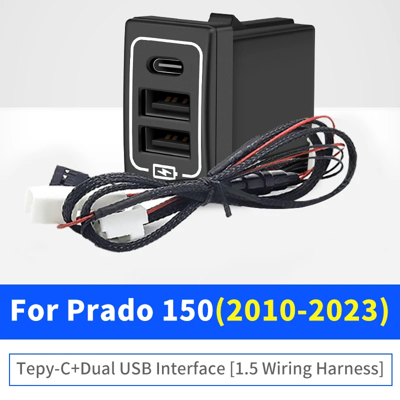 Для тойота ленд крузер прадо 150 200 автомобильный QC3.0 быстрое зарядное устройство аксессуары модификация LC150 LC200 специальная светодиодная система зарядки 2024 2023 2022 2021 2020 2019 2018 2017 2016 2014 2010