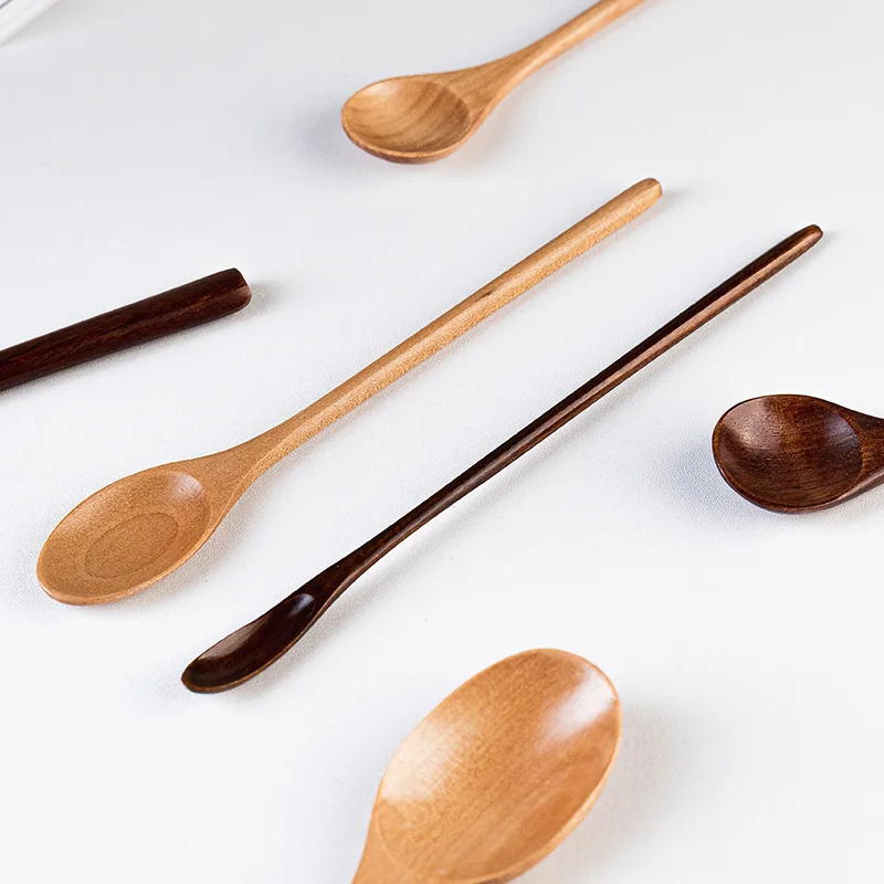 Деревянная ложка в японском стиле с длинной ручкой для дома и офиса из бутика Nanmu