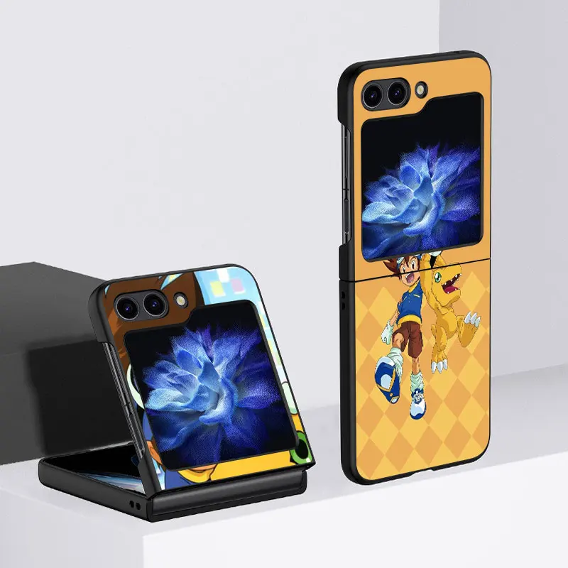 

Чехол-книжка Digimon для Samsung Galaxy Z Flip 4 3 5G черный Жесткий чехол для сотового телефона ZFlip5 Clear PC Luxury
