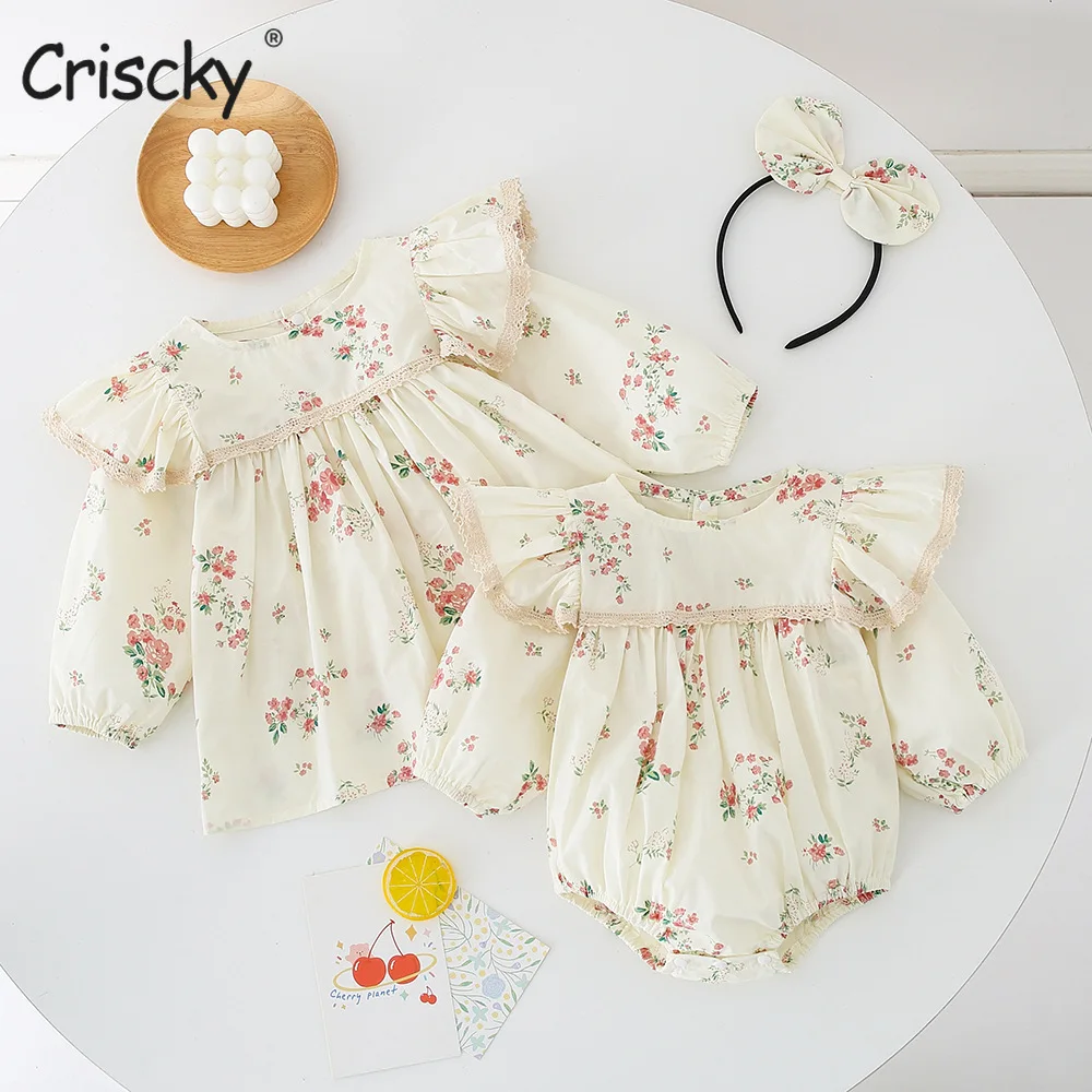 

Criscky 2022 Autumn Infant Children Cotton Kids Bodysuits Short Sleeve One-piece Romper Playsuits Baby Girl Clothes