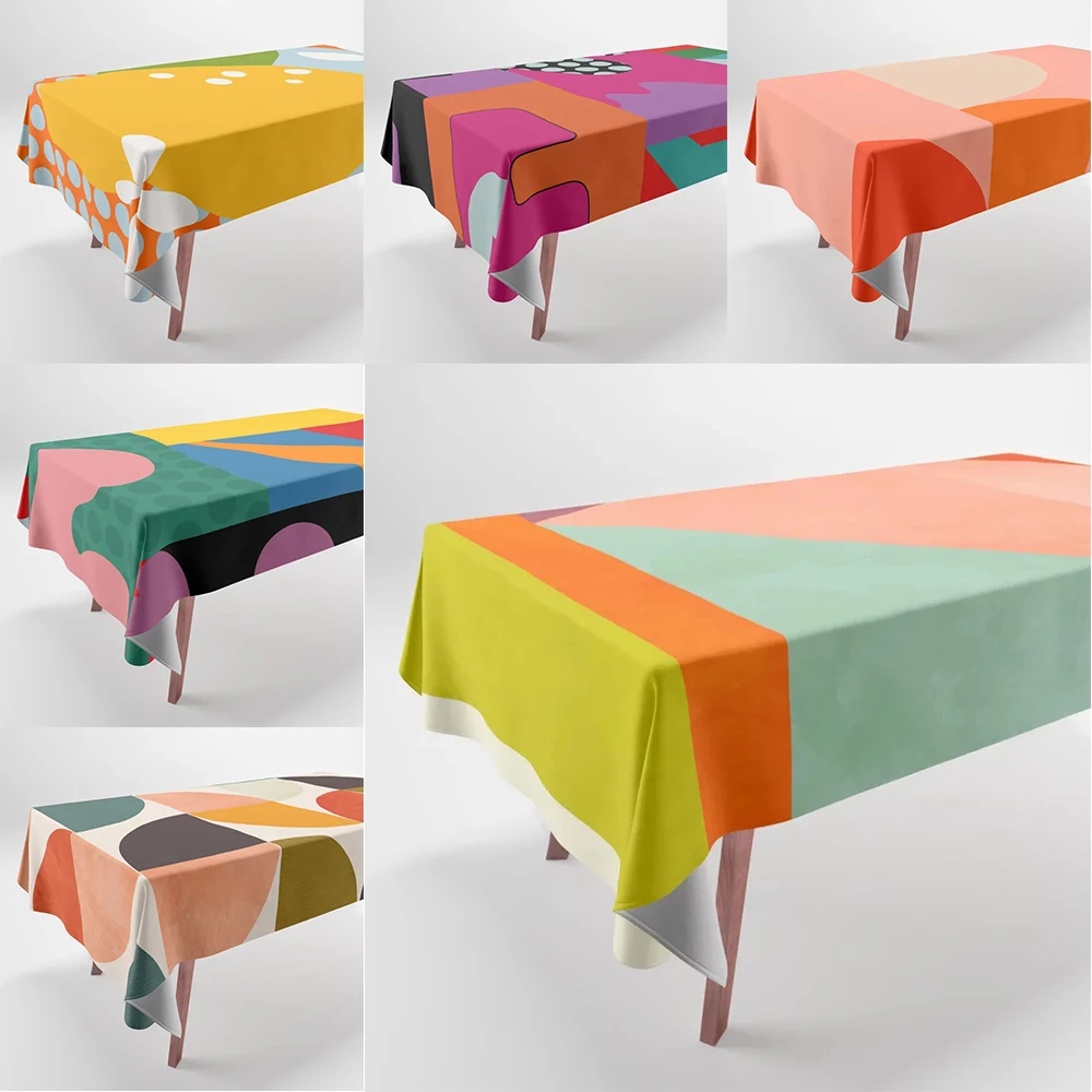 

Colorful Pattern Printed Tablecloths Home Decor Rectangular Party Tablecloths Smudge Resistant Tablecloth Dust Cloth