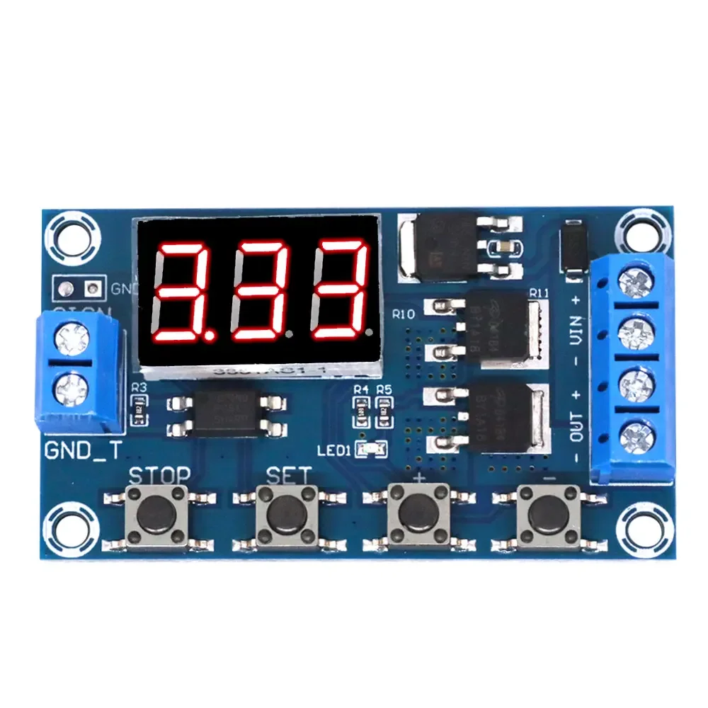 Фото Цифровой LED-таймер-реле DC 12В/24В, высокоточный модуль с двойным MOSFET-выключателем для промышленной автоматизации №2