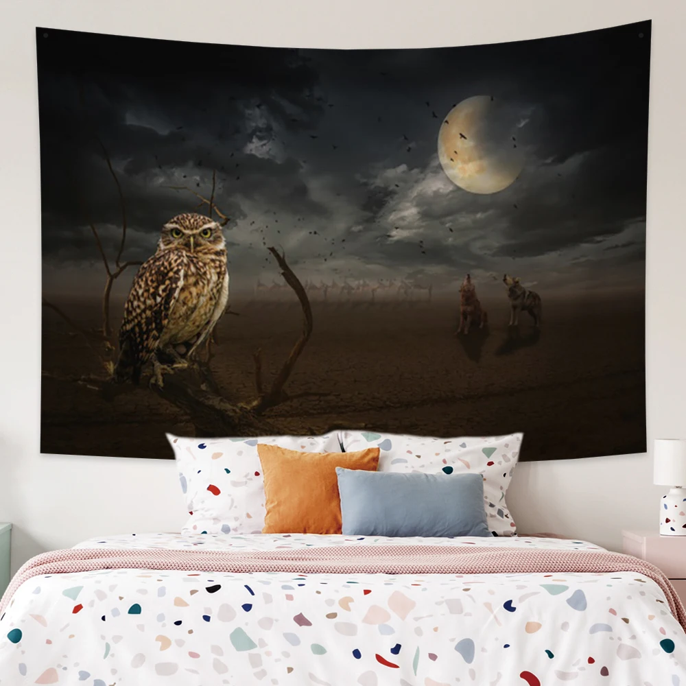 

Witchcraft Psychedelic Owl Wall Tapestry Tarot Boho Mandala Corridor Sofa Dorm Tapestries Bedroom Living Home Art Room Decor