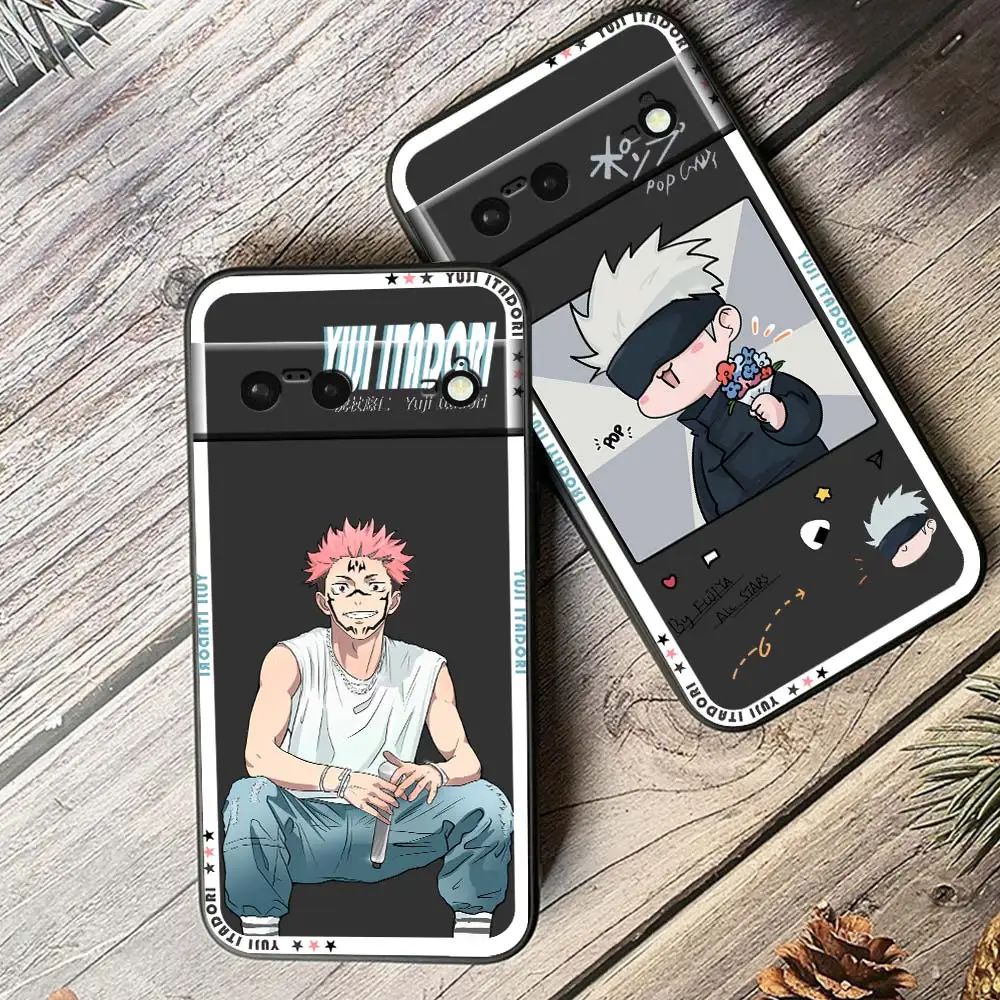 

Anime Comics Jujutsu Kaisen Phone Case For Google Pixel 8 7 6 Pro 6A 5A 5 4 4A XL 5G Black Shell Soft TPU Cover Fundas Capa