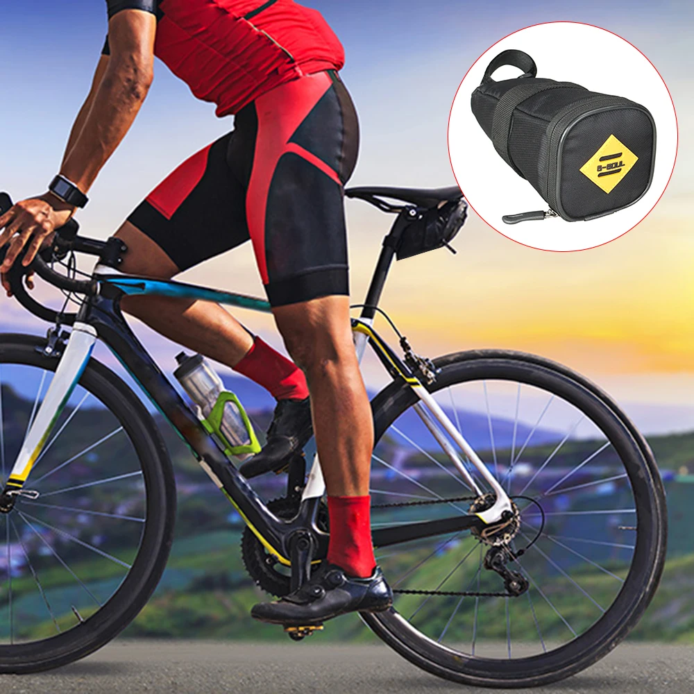

B-SOUL Mountain Bike Tail Bag Shockproof Waterproof Storage Saddlebag Mini Nylon Cycling Tail Rear Pouch Bag Bike Accessories