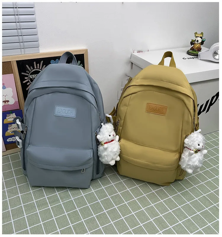 Korean Version Of Simple Casual Versatile Large Capacity Backpack Nylon Cloth Students 2022 New Schoolbag