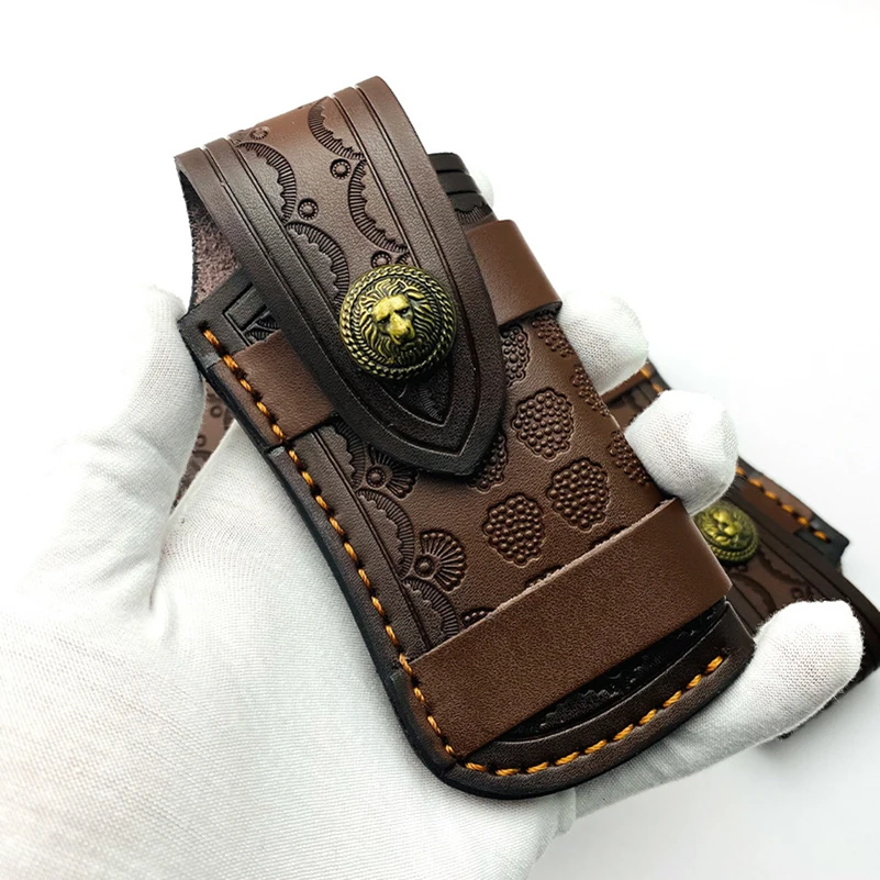 

1piece Cowhide Cow Leather Swiss Army Folding Knife Pliers Tool Sheath Scabbard With Brass Buckle Storage Bag Cover Case Holder