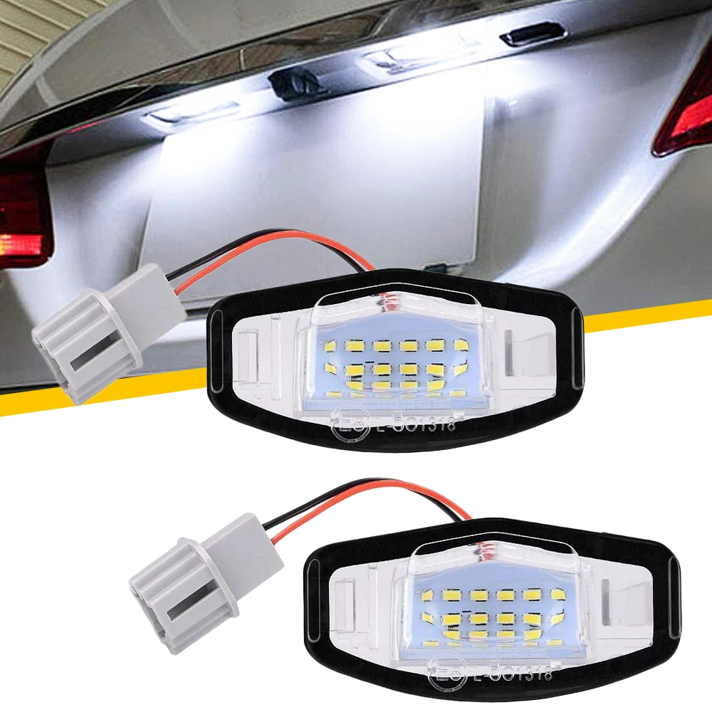 

For Honda Civic 2001 2003 2004 2010 2014 2015 2Pcs LED Car License Plate Light Lamp with Socket 6000K White Auto Accessories