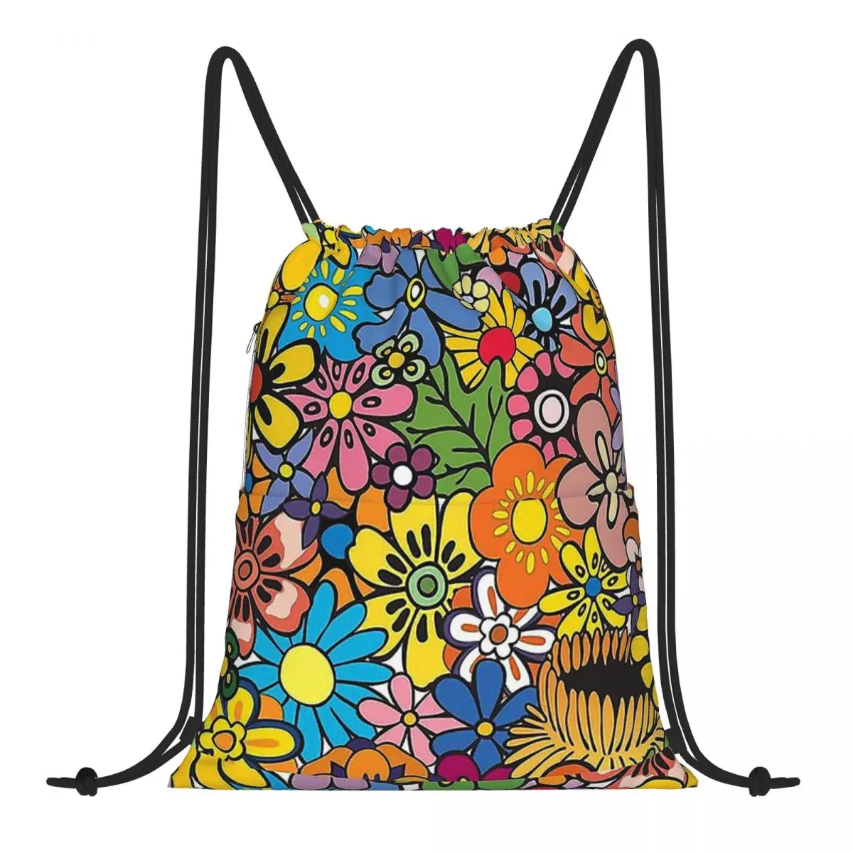 

Retro Hippie Pattern Sunflowers Towards The Sun Flower 2022 Sholder Backpack Teenager Cloth Drawstring Bags Portable Organizer