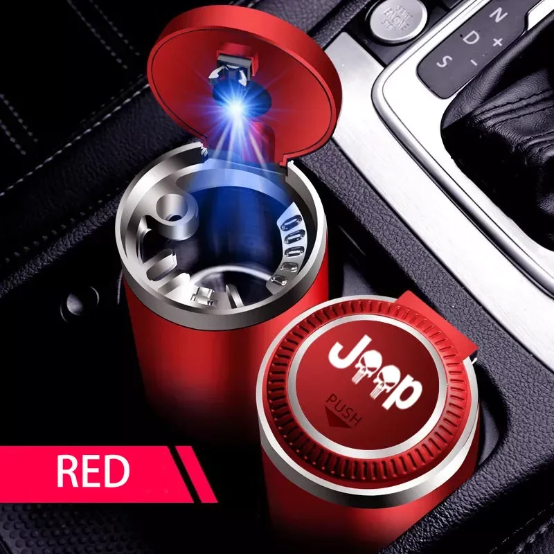 

Car Brand logo Ashtray With Led Lights Creative Personality For Jeep Renegade Compass Patriot Wrangler Grand