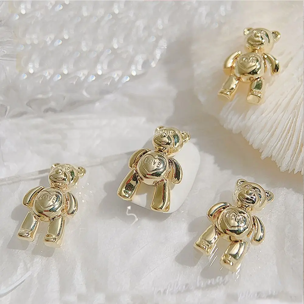 

3D Nail Ornament Bear Zircon Jewelry Light Luxury Color Light Therapy Nail Metal Pendant Nail DIY Nail Decoration Art Charms