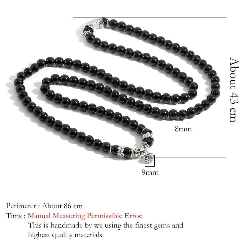 Ожерелье OAIITE из натурального черного оникса 8 мм для мужчин и женщин ожерелье