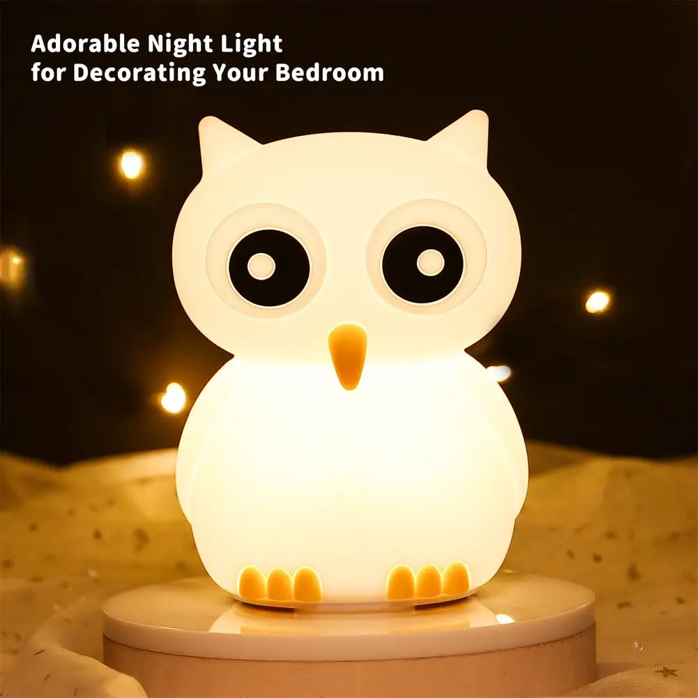 

Led Owl Night Light Portable 7 Color Changing Usb Rechargeable Silicone Night Lamp For Kids Room