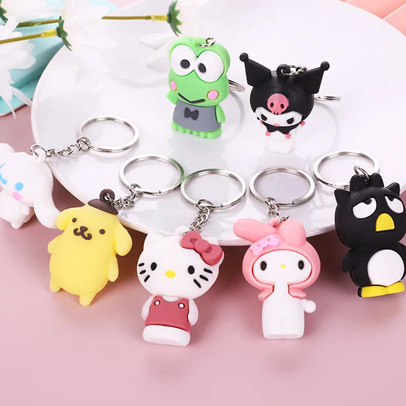 

Sanrioed Kawaii My Melody Cinnamoroll Kuromi Kitty симпатичная силиконовая кукла брелок Аниме Рюкзак кулон украшение подарки для девочек
