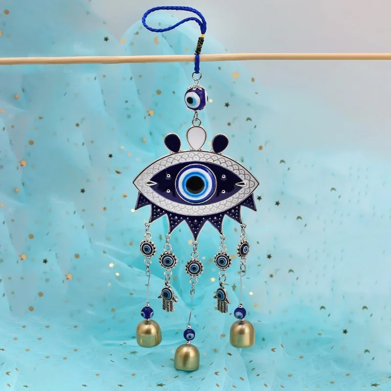 Turkish Blue Eyes Protection Ornament Wind Chimes Evil Eye Pendant Wall Hanging Home Dedroom Decoration Aesthetic Room Decor images - 6