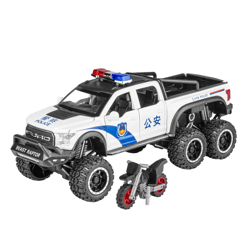 1:28 Ford RAPTOR F150 полицейский пикап имитация литой металлический автомобиль модель