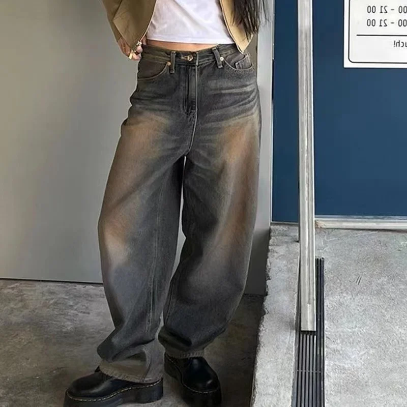 

Y2K Women Korean Vintage Streetwear Baggy Jeans High Waisted Straight Wide Leg Pants Denim Trousers Fairy Grunge Alt Clothe