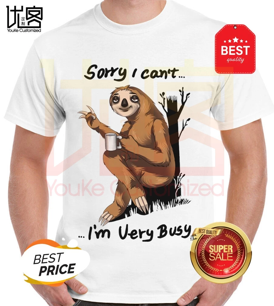 

Very Busy Sloth T Shirt Men's Top T-shirts Funny Cartoon Tshirt Summer New Grey Tees Short Sleeve Cotton Clothes