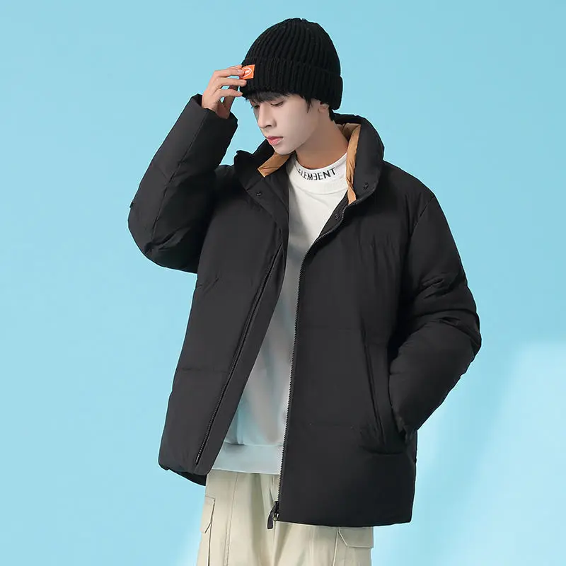 2022 Men Winter Fashion Solid Color Streetwear Parkas Male Warm Cotton Padded Jackets Men Stand Collar Casual Clothing M65