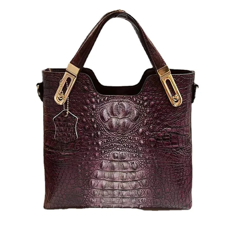 

Женская сумка с крокодиловым узором, модная повседневная дамская сумочка на плечо в европейском и американском стиле ретро, кожаный тоут