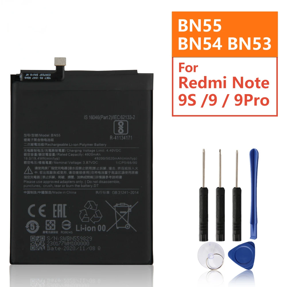 

Battery For Redmi Note 9 Note9 BN54 Redmi Note 9Pro Note9 Pro BN53 Redmi Note 9S BN55 Rechargeable Battery