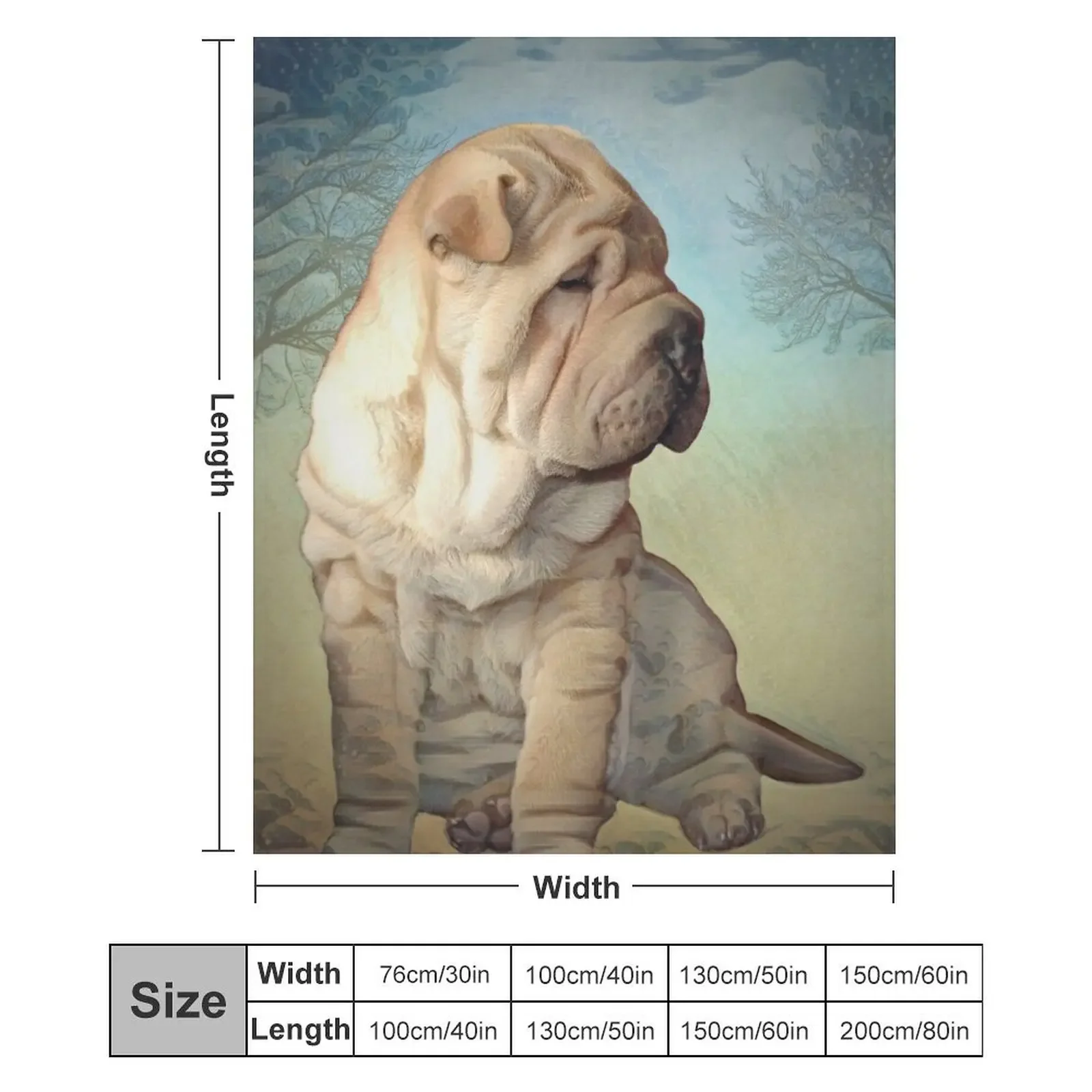 Теплое плюшевое одеяло для щенков Shar Pei