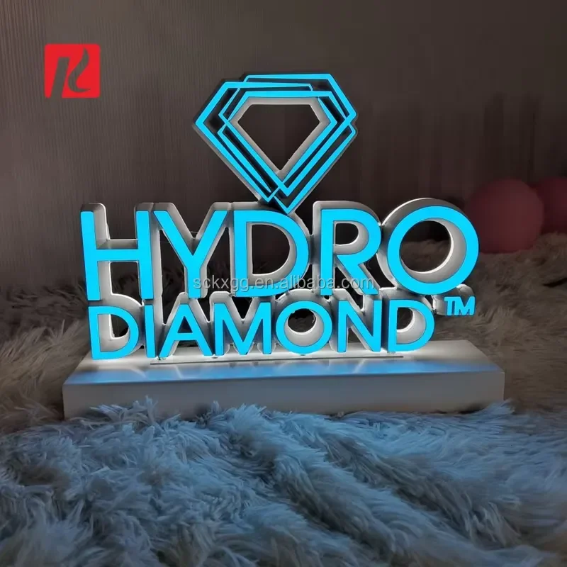 Фото Настольные акриловые LED-буквы Kexian для офиса, 3D LED-надписи для ресепшена, отдельно стоящие, для установки на стол №5