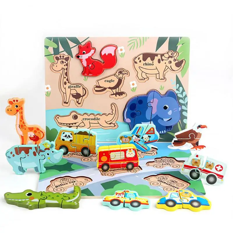 

Children's Early Education Three-dimensional Puzzle Building Blocks Baby Puzzle Development Wooden Scene Buckle Puzzle Toy