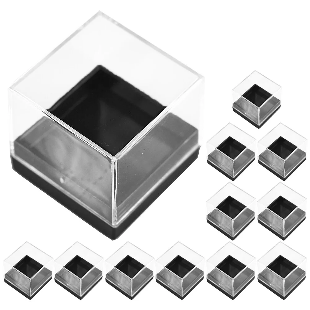 

12 Pcs Plastic Bins Storage Gemstone Beads Specimen Container Square Cases Display Box Mineral Ps