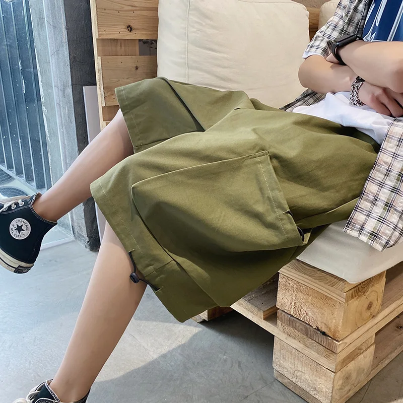 

Men's Casual Brand Wenle New Fashion Loose Leg Fashion Korean 2021 Capris Shorts Industrial Pocket Wide Summer Yu Ins