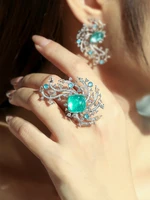 2022 new high jewelry tourmaline rings 925 silver jewelry paraiba rings festive gifts for women
