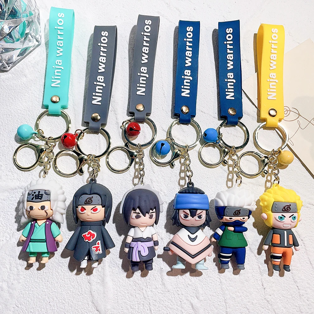 

NARUTO Anime Figures Naruto Sasuke Kakashi Itachi Jiraiya PVC Keychain Bag Keyring Charm Accessories Kids Toys Birthday Gifts
