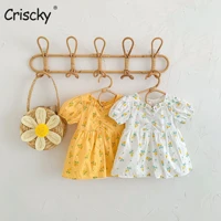 criscky summer toddler girl clothes set baby beach dresses cute floral short sleeve cotton newborn princess dress
