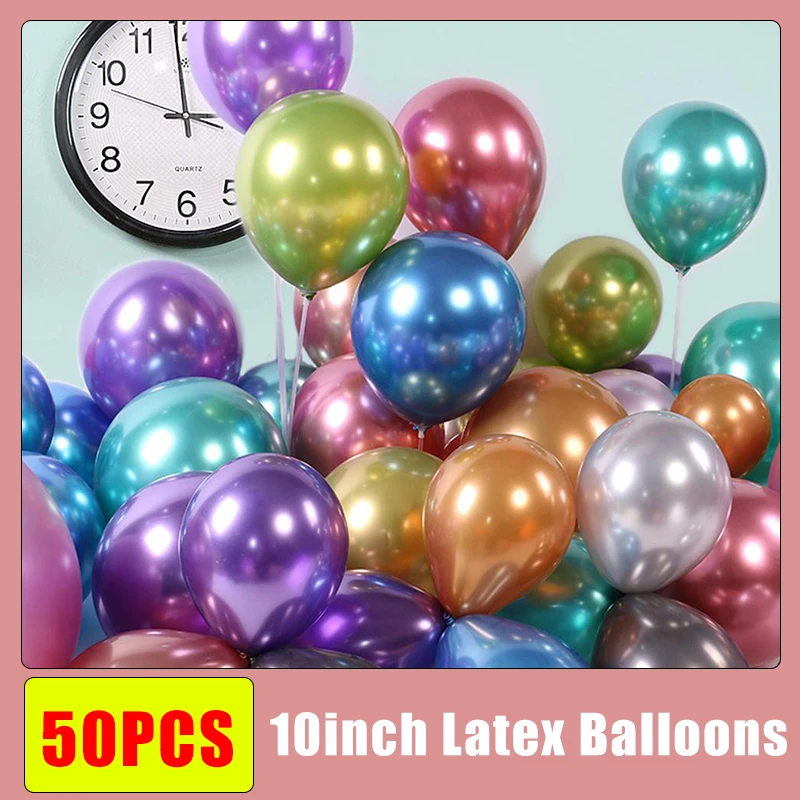 

10 дюймов, 50 шт., латексные воздушные шары, металлические, хромированные, латексные шары, украшение для детского праздника, свадьбы, дня рождения, вечеринки