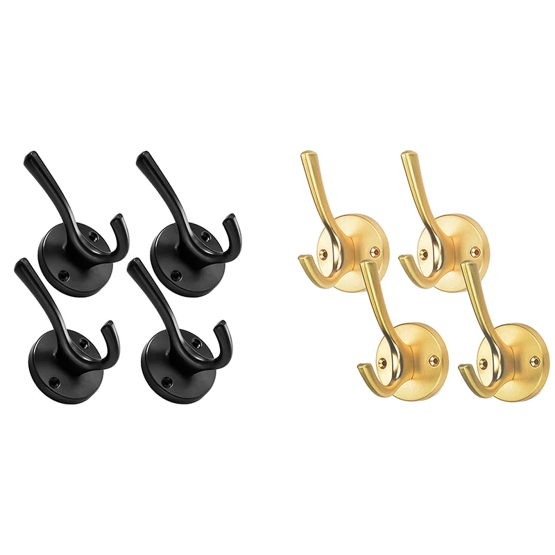 

New Coat Hook Heavy Duty 4 Pack Matte Black Hooks for Hanging Coats and Hat Hook Door Towel Hooks for Bathrooms Wall