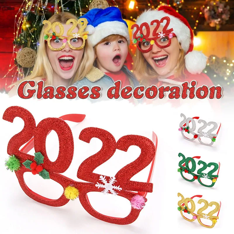 

Блестящие рождественские очки, милая мультяшная оправа для очков 2022, креативный реквизит для рождевечерние, отличный подарок для детей, Рож...