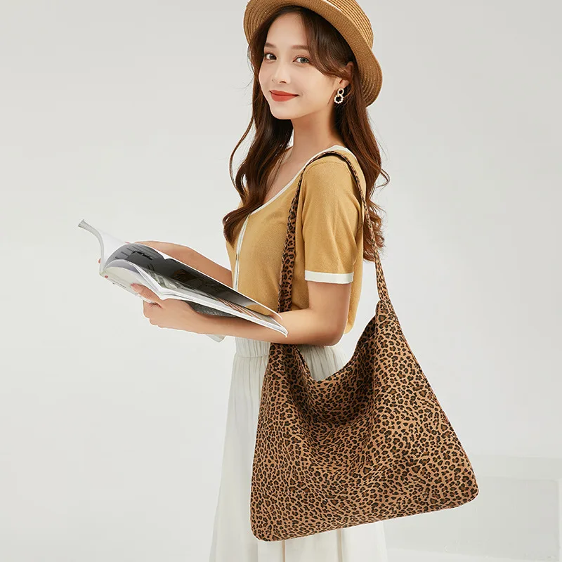 New Arrival Women's Bag New Fashion Leopard Print Underarm Canvas Bag Retro All-In-One Student Summer Shoulder Bag