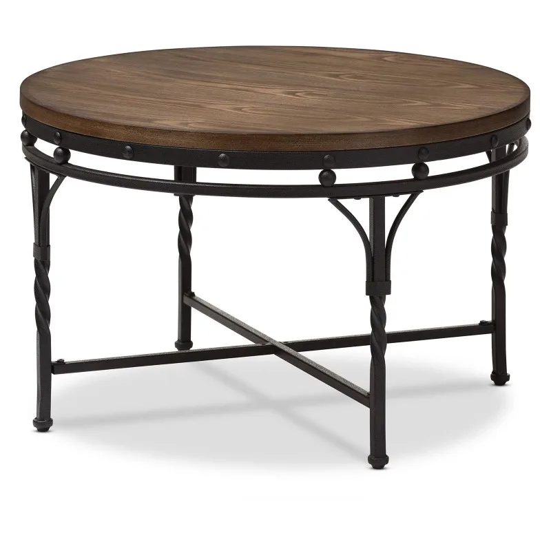 

Baxton Studio Austin Vintage Industrial Antique Bronze Round Cocktail Table